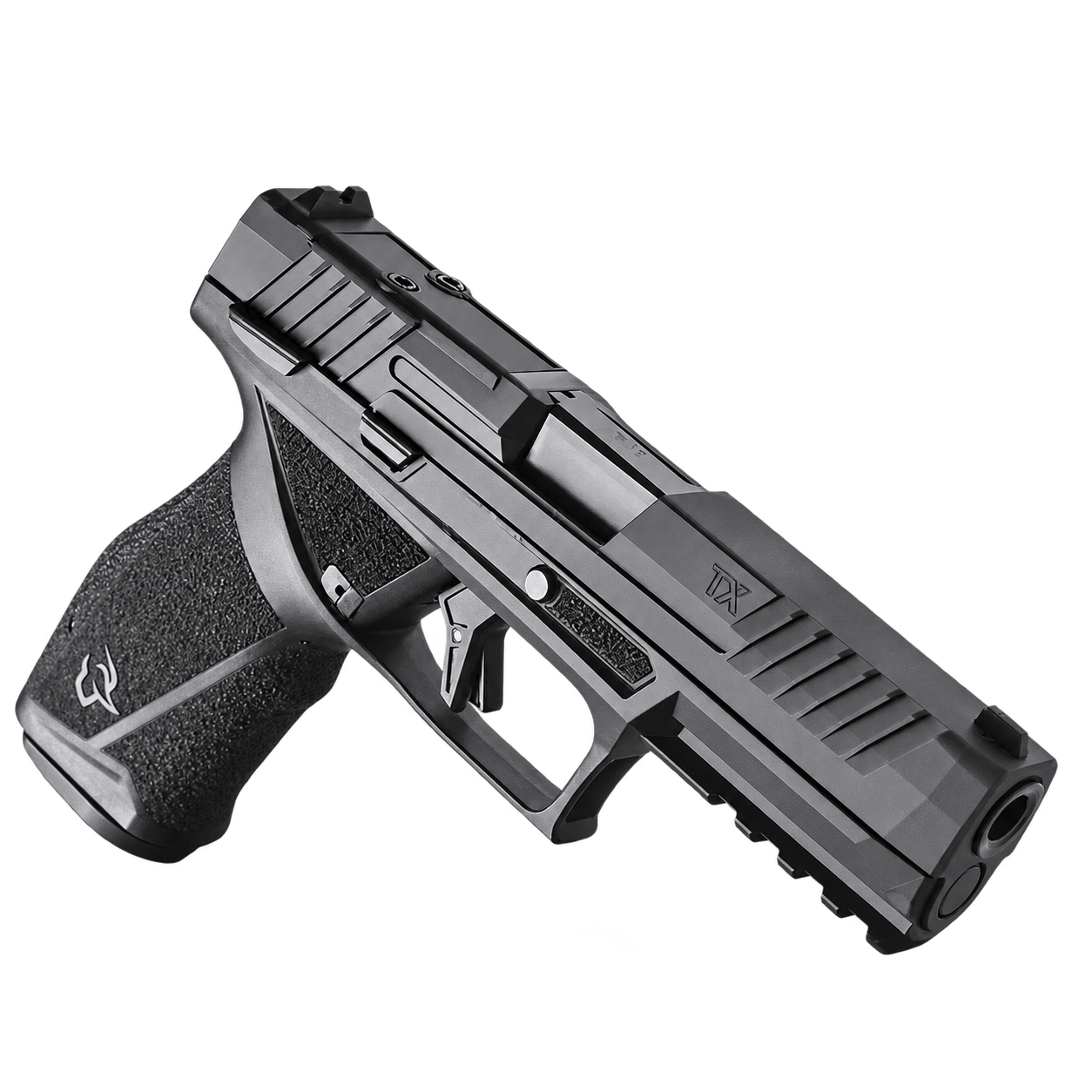 Taurus TX38 TPC Full Size preta, vista em ângulo